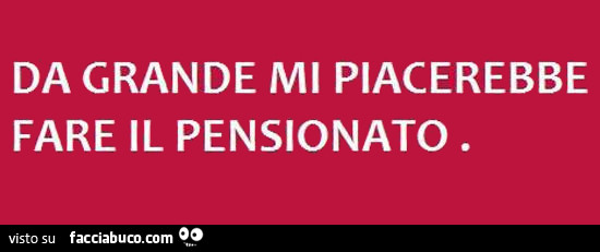 Da grande mi piacerebbe fare il pensionato