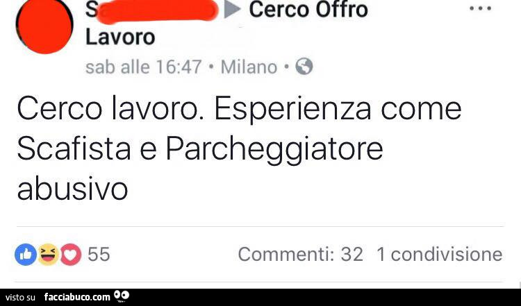 Cerco lavoro. Esperienza come scafista e parcheggiatore abusivo