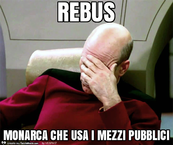 Rebus monarca che usa i mezzi pubblici