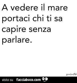 A vedere il mare portaci chi ti sa capire senza parlare