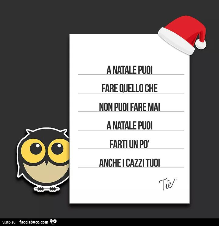 A natale puoi fare che non puoi fare mai. A natale puoi farti un po' anche i cazzi tuoi