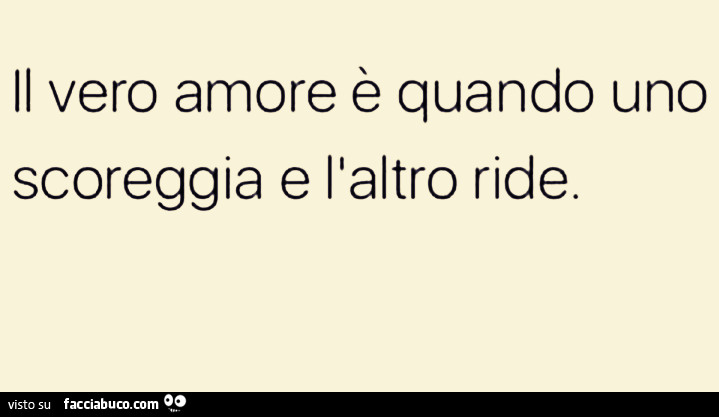 Il vero amore è quando uno scoreggia e l'altro ride