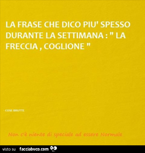 La frase che dico più spesso durante la settimana. La freccia, coglione